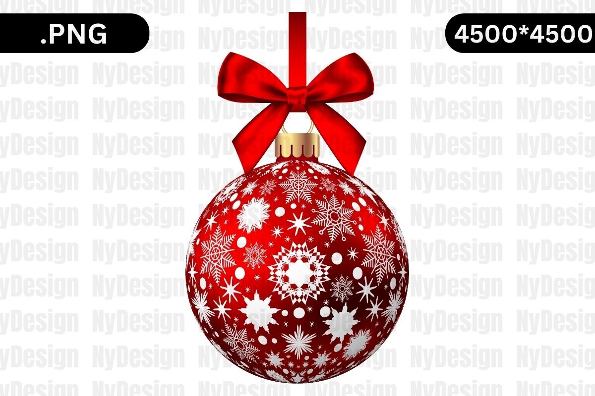 Christmas Ornament Stickers: Single Red Snowflake Bauble PNG original product preview
