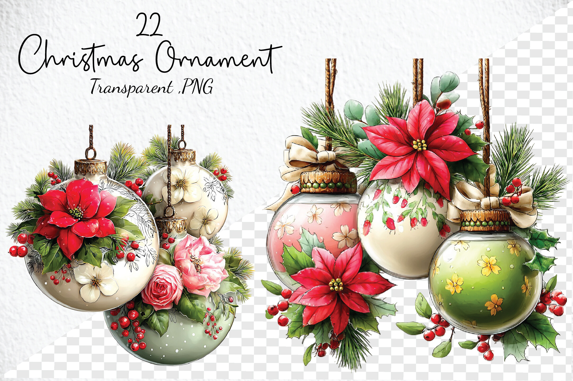 Christmas Ornament Stickers: Twenty-Two Botanical Ornaments with Flowers and Ribbons original product preview