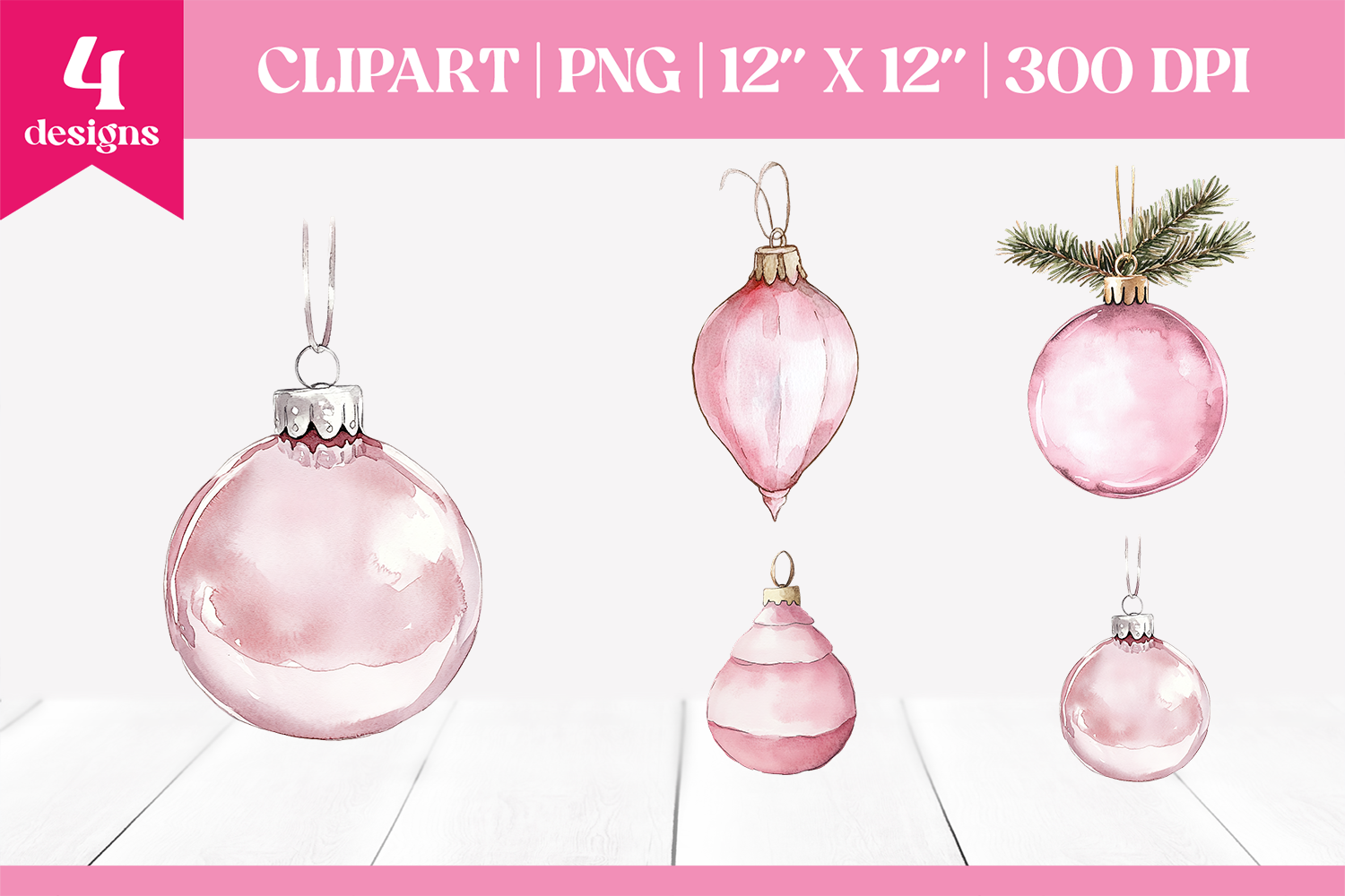 Christmas Ornament Stickers: Pastel Pink Ornament PNG Collection original product preview