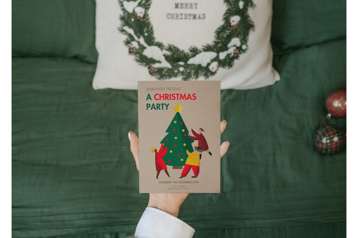 Christmas Invitation Templates: Playful Tree-Decorating Party Invitation original product preview
