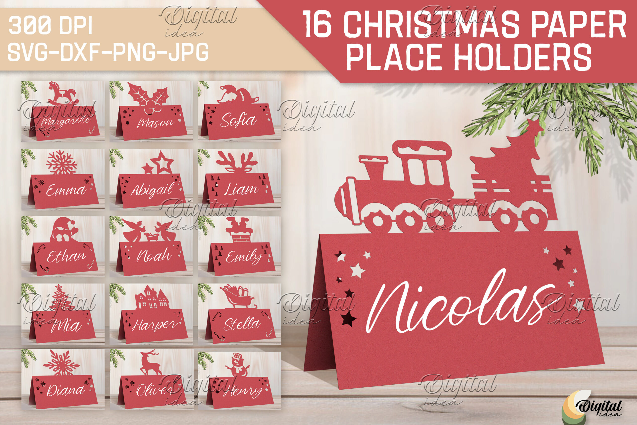 Christmas Place Cards: Sixteen Paper-Cut Place-Holder Designs in Multiple Formats original product preview