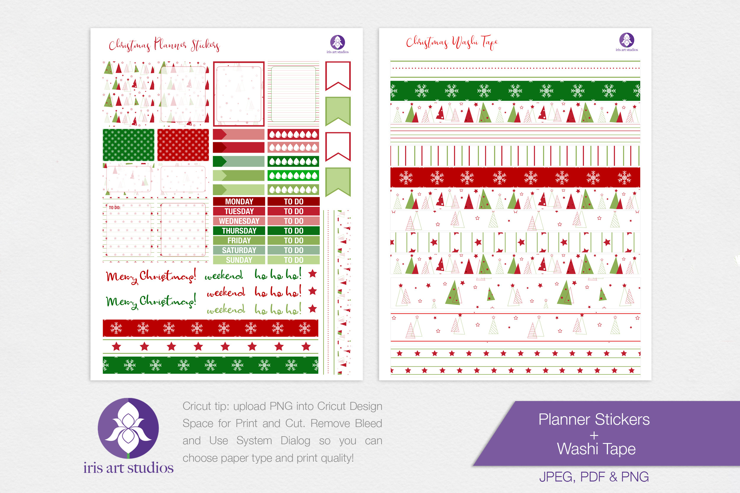 Christmas Planner Stickers: Christmas Planner Stickers and Washi Tape