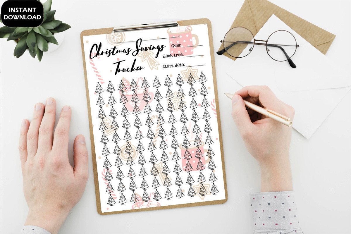 christmas savings challenge: A4 and A5 Fifteen-Week Christmas Goal Tracker original product preview