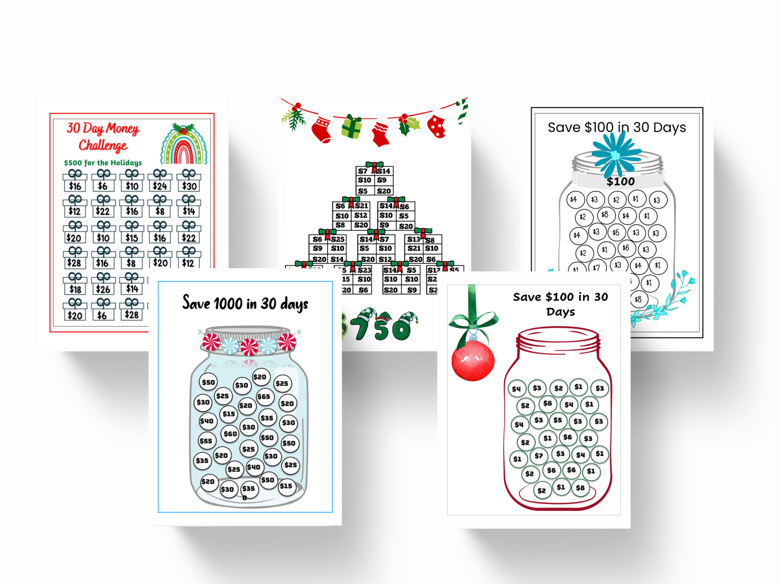 christmas savings challenge: Five Seasonal Savings Pages with PNG Design Assets original product preview
