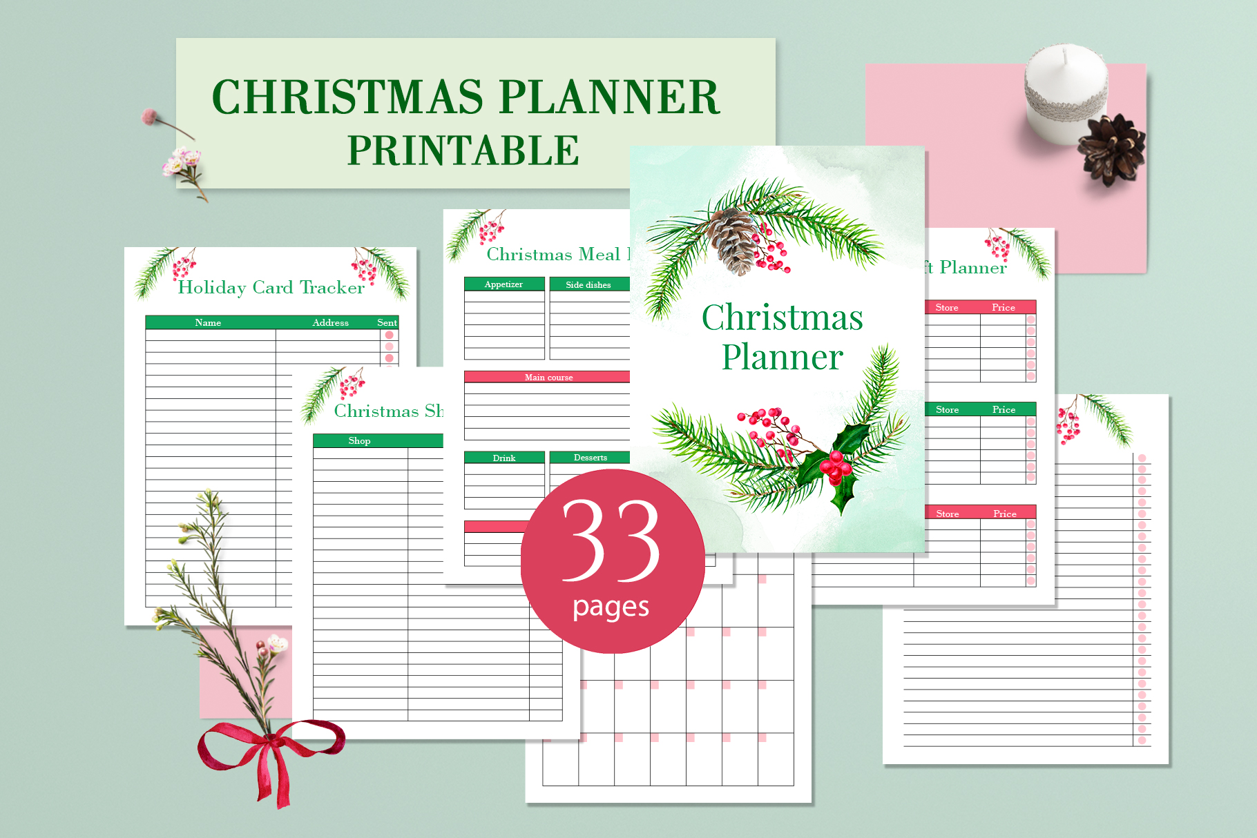 Christmas Shopping List: Botanical Holiday Shopping and Grocery Planner original product preview