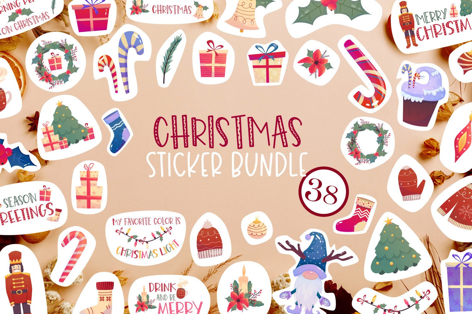 nutcracker stickers: 38 Mixed Christmas Stickers original product preview