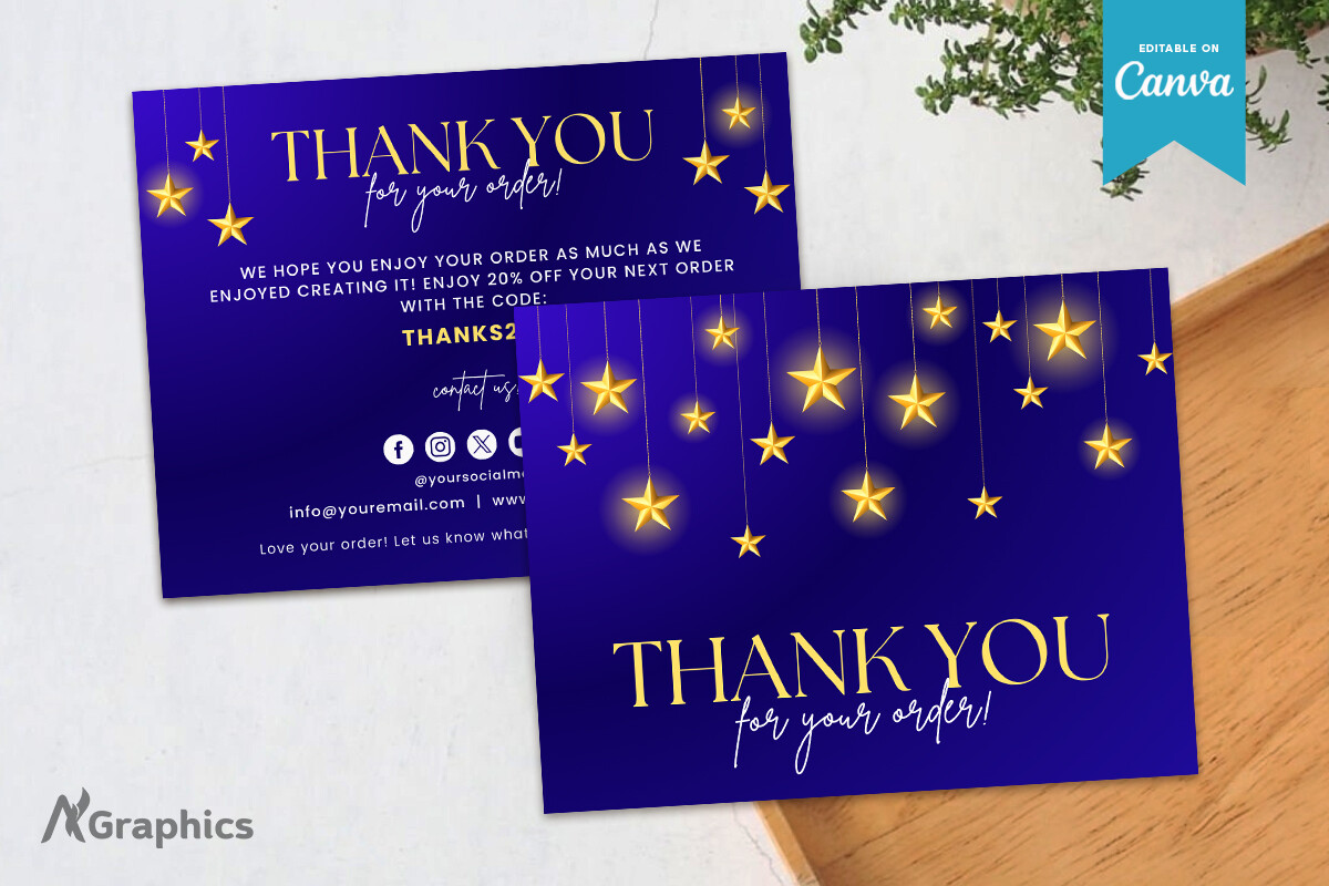 Christmas Thank You Cards: A Navy Star Design with a Strong Thank-You Heading original product preview