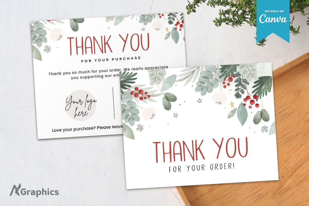 Christmas Thank You Cards: Soft Foliage with Space for a Personal Signature original product preview