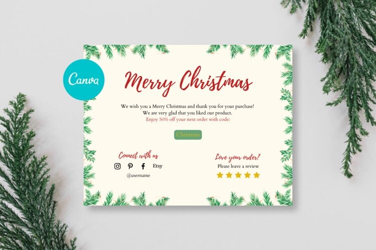 Christmas Thank You Cards: A Greenery Frame with a Warm Holiday Greeting original product preview