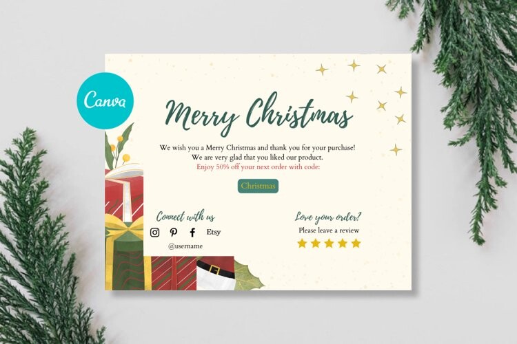 Christmas Thank You Cards: Gift Illustrations with a Green Seasonal Heading original product preview