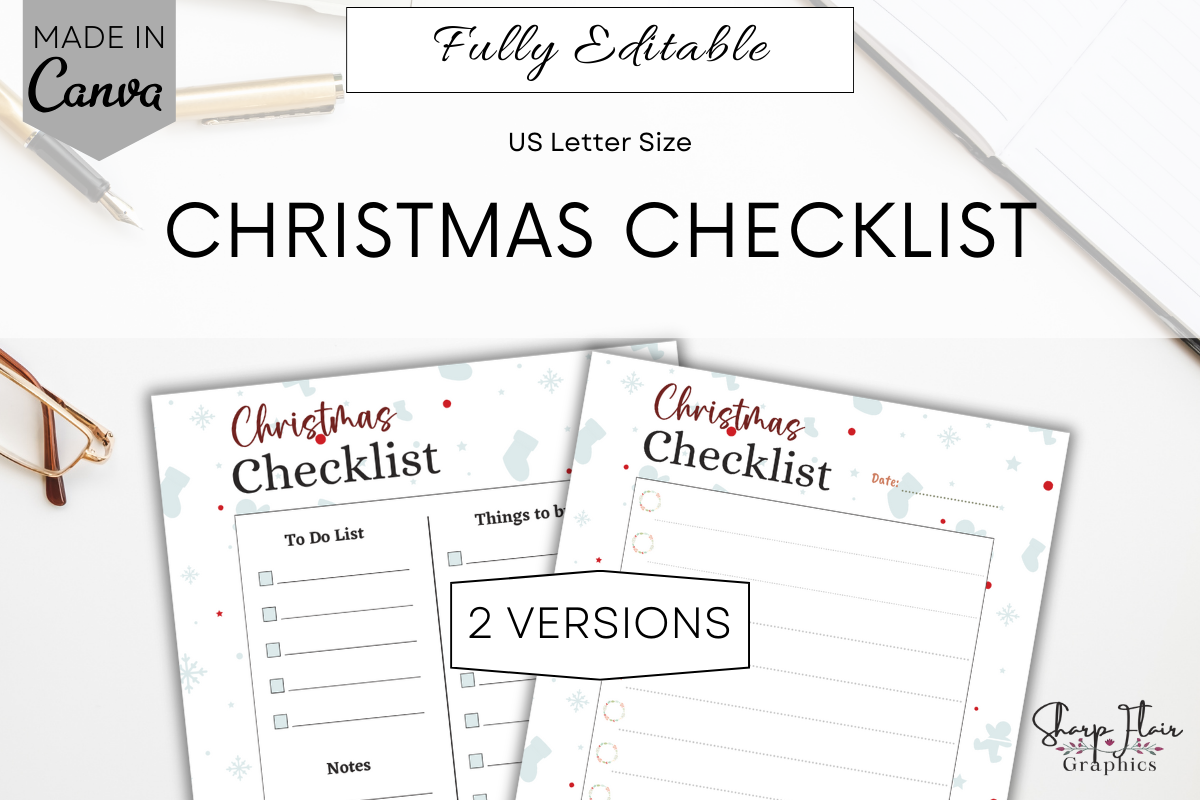 christmas to do list: Two Editable Canva Checklists for a Custom Task Plan original product preview