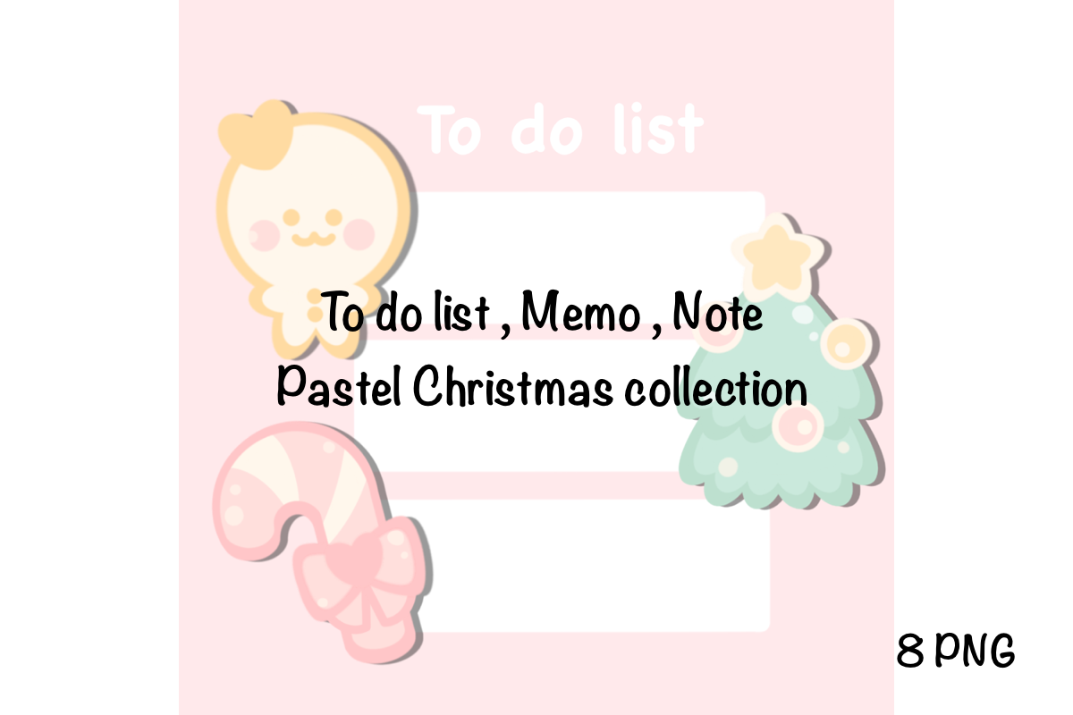 christmas to do list: Eight Square Pastel Christmas Note and To-Do PNGs original product preview