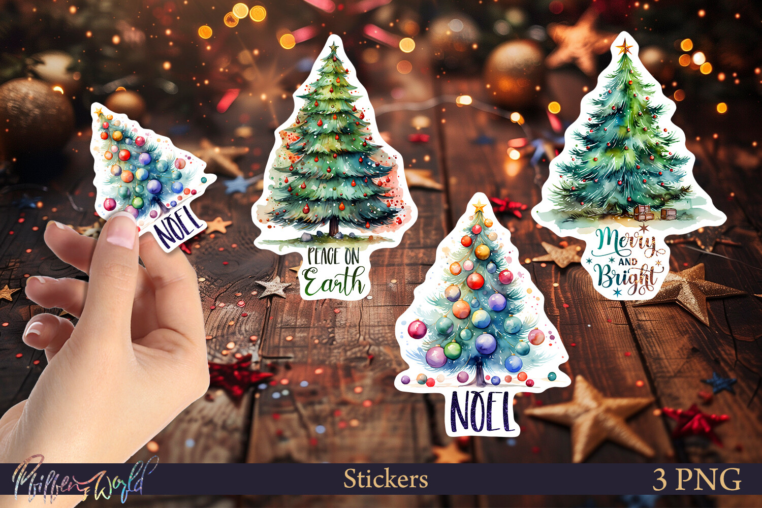 Christmas Tree Stickers: Three Tree Designs with Seasonal Messages original product preview