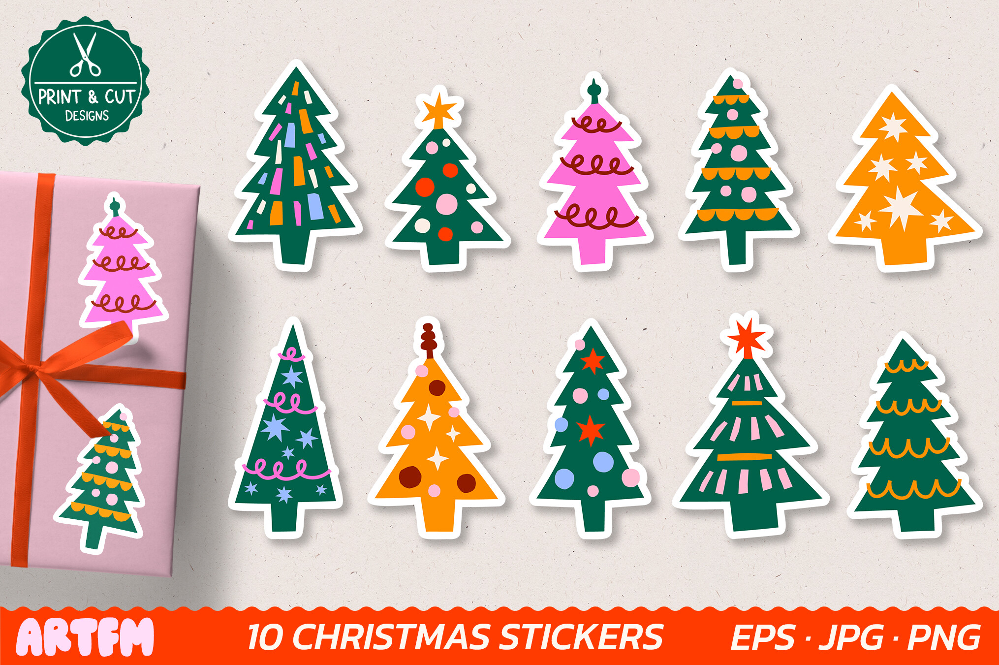 Christmas Tree Stickers: Ten Colorful Trees with Letter-Size Sheets original product preview