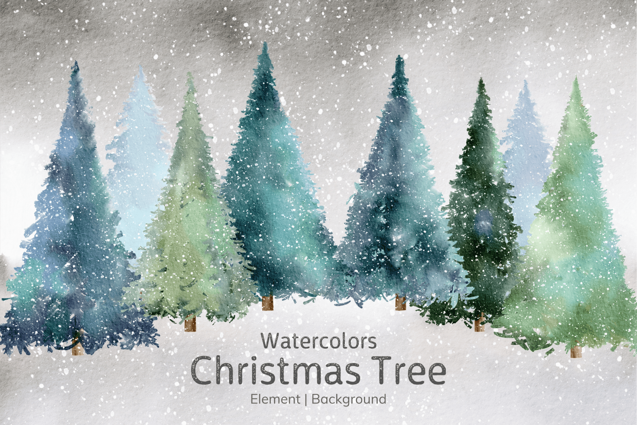 Christmas Tree Stickers: Winter Pine Trees with Backgrounds and Extras original product preview