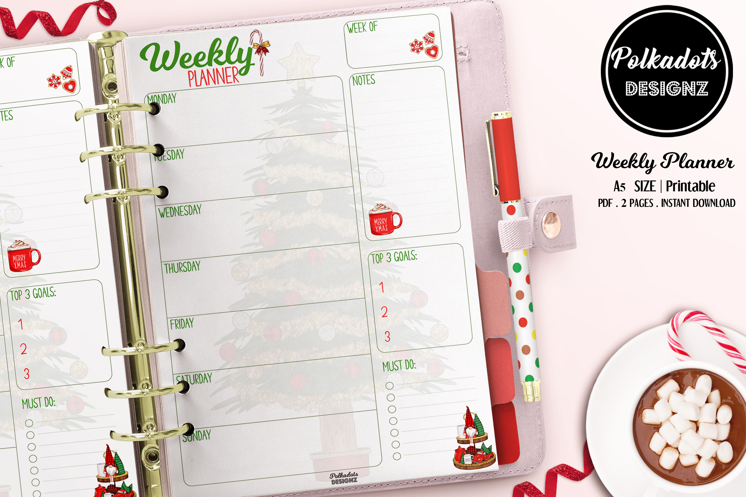 christmas weekly planner: Undated A5 Christmas Weeks with Two Start-Day Options original product preview