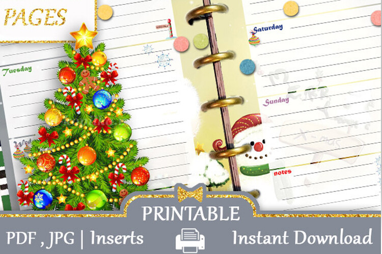 christmas weekly planner: Christmas Tree Weekly Inserts for a Mini-Size Planner original product preview