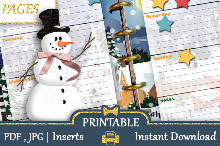 christmas weekly planner: Winter Christmas Mini Weekly Pages on A4 Print Sheets original product preview