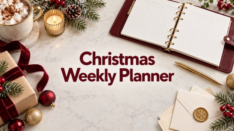 christmas weekly planner with realistic planners and thematic accessories