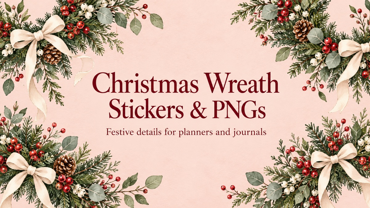 christmas wreath stickers illustrated PlannerFind cover