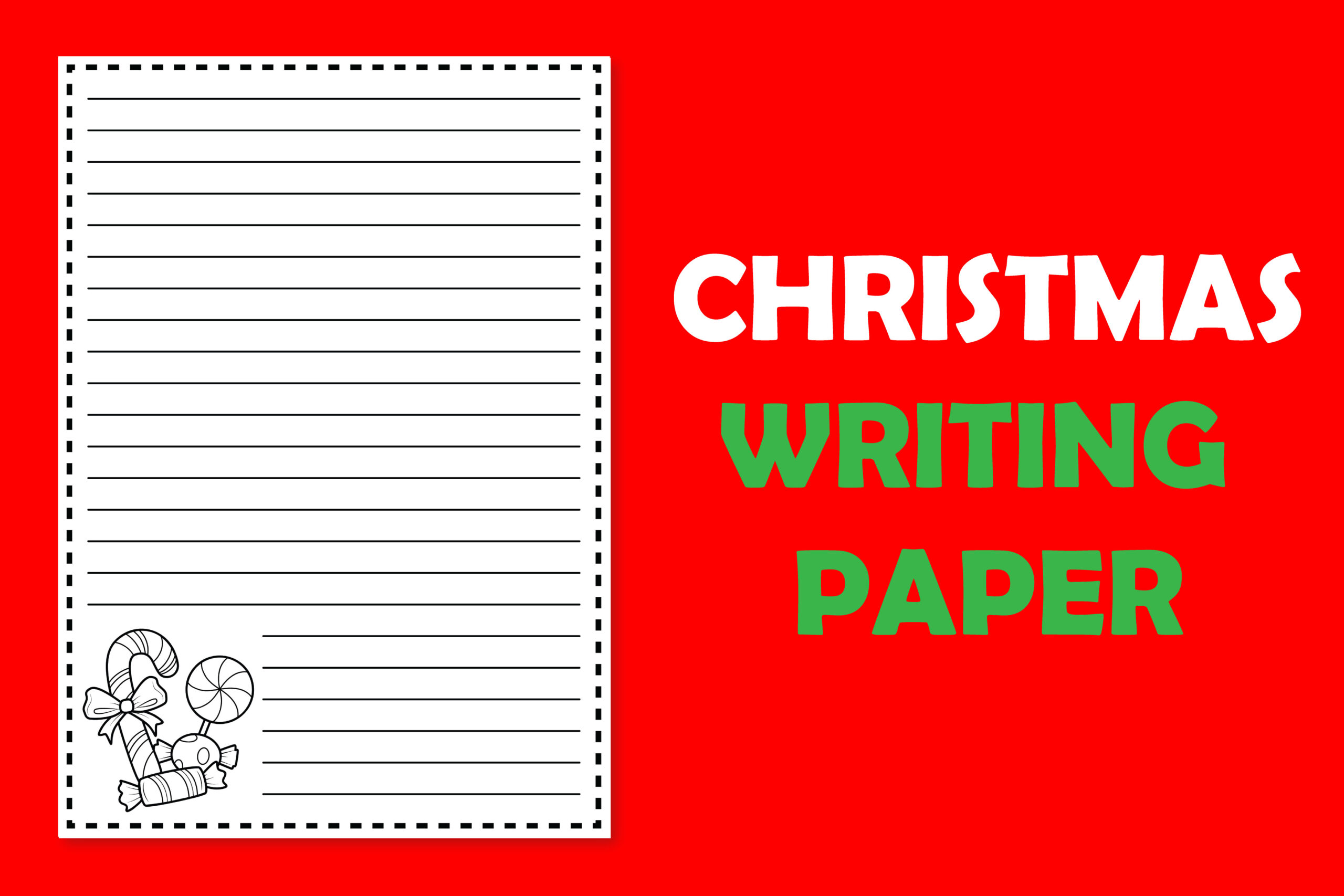 Christmas Writing Paper: Black-and-White Lined Page with a Gift Illustration original product preview