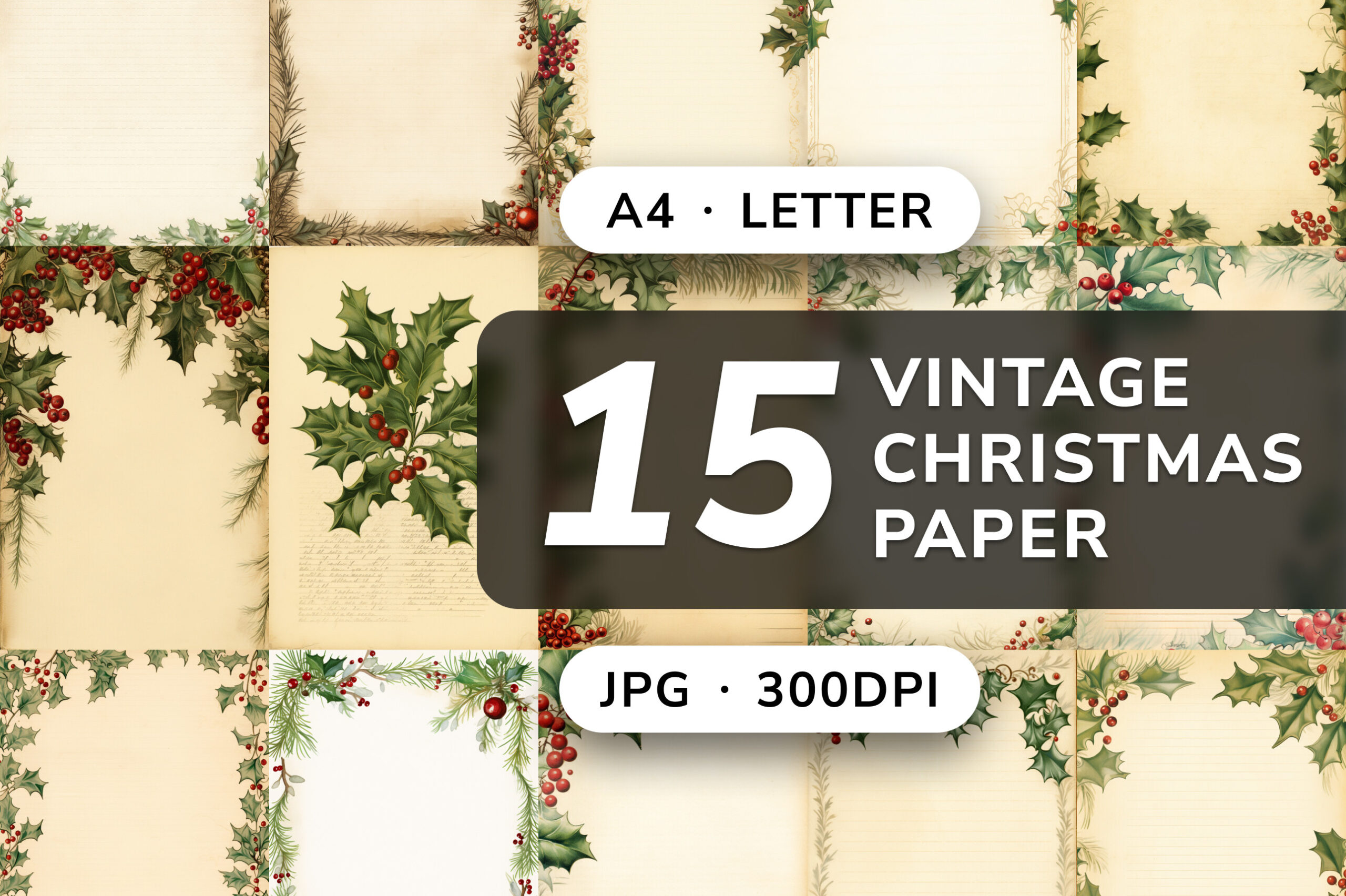 Christmas Writing Paper: Fifteen Vintage Christmas Papers in A4 and Letter original product preview