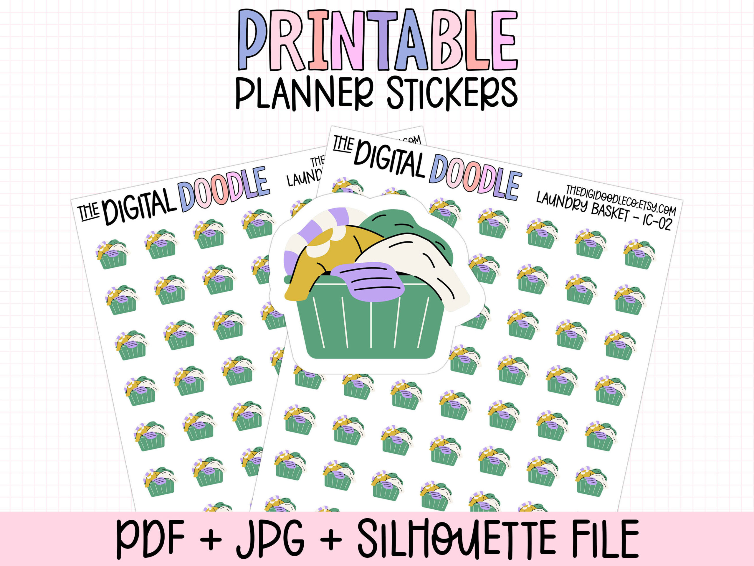 Cleaning Planner Stickers: Laundry Printable Planner Stickers