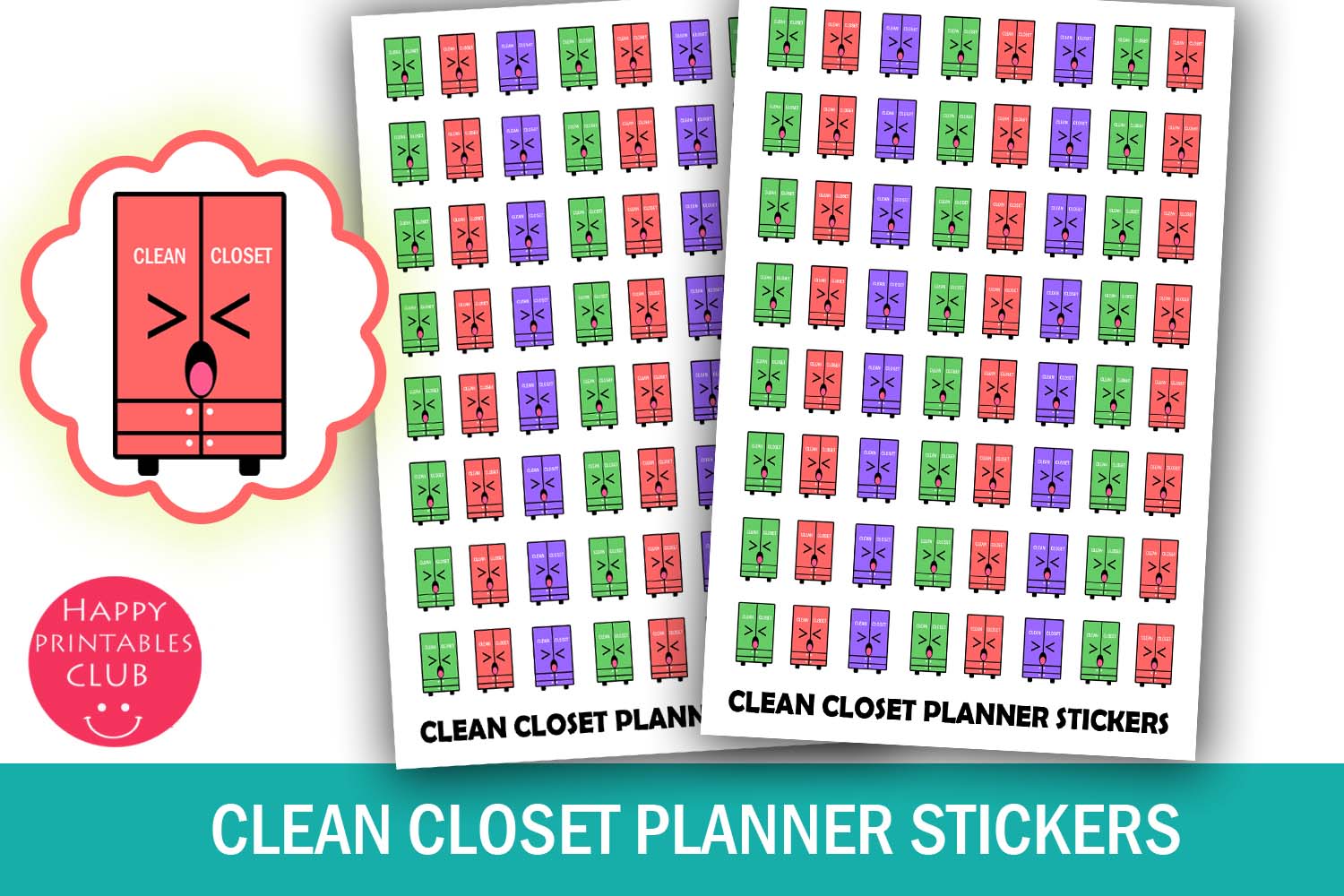 Cleaning Planner Stickers: Clean Closet Planner Stickers