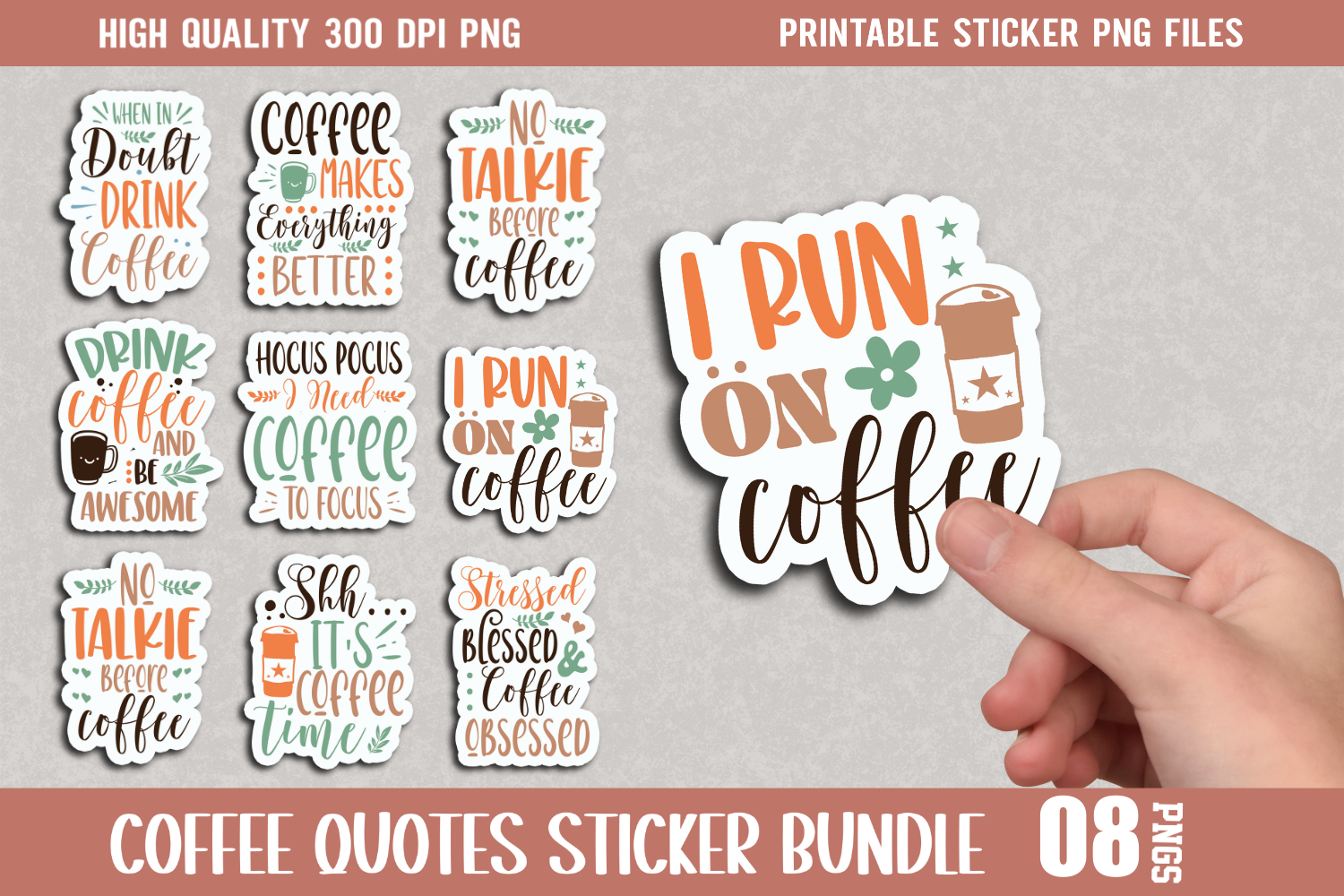 coffee planner stickers: Transparent Coffee Quote PNGs for Custom Planner Decoration original product preview