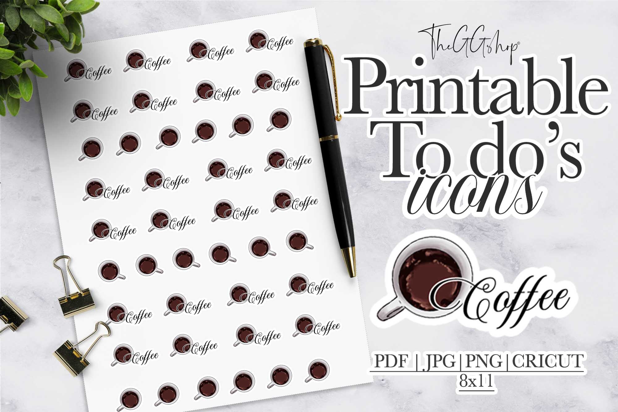 coffee planner stickers: Coffee To-Do Icons on an 8 × 11-Inch Document original product preview