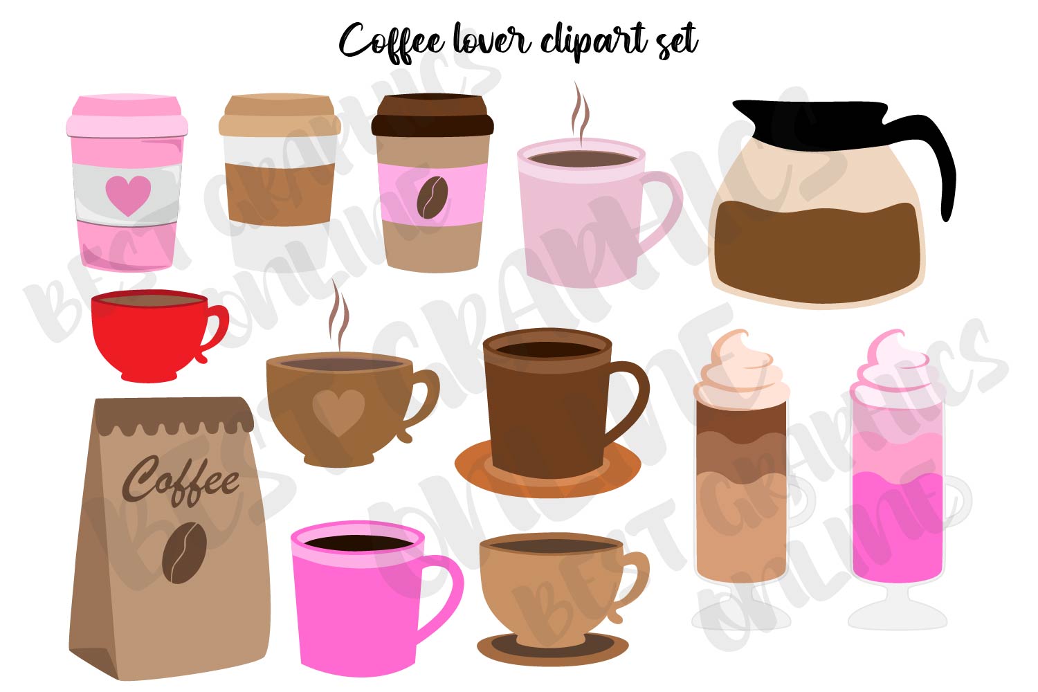 coffee planner stickers: Individual Coffee Clipart for Building Your Own Sticker Sheet original product preview