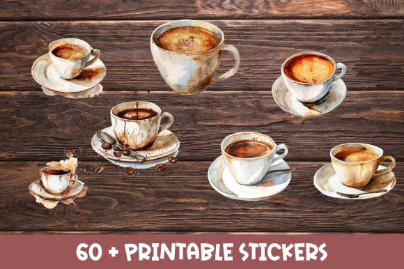 coffee planner stickers: More Than Sixty Transparent Coffee PNGs for Custom Layouts original product preview