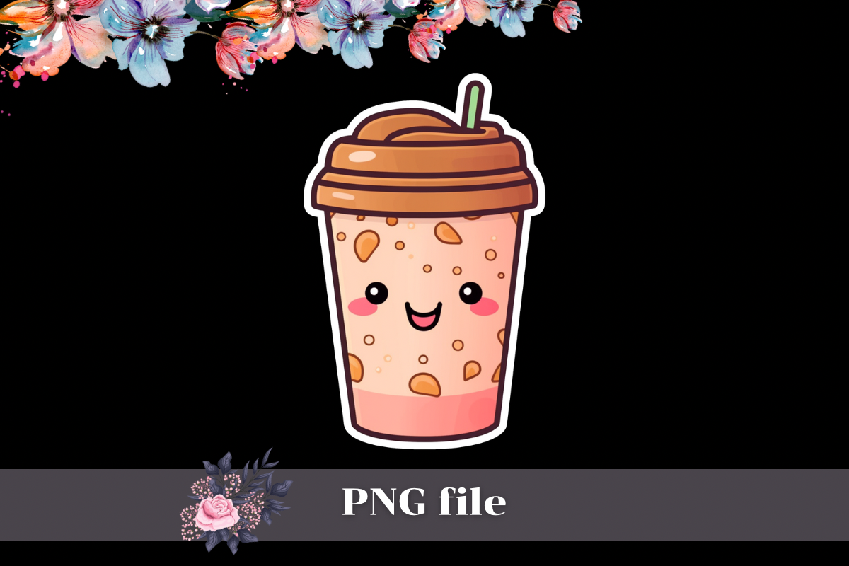 coffee planner stickers: Four Large Kawaii Coffee PNGs for Simple DIY Stickers original product preview