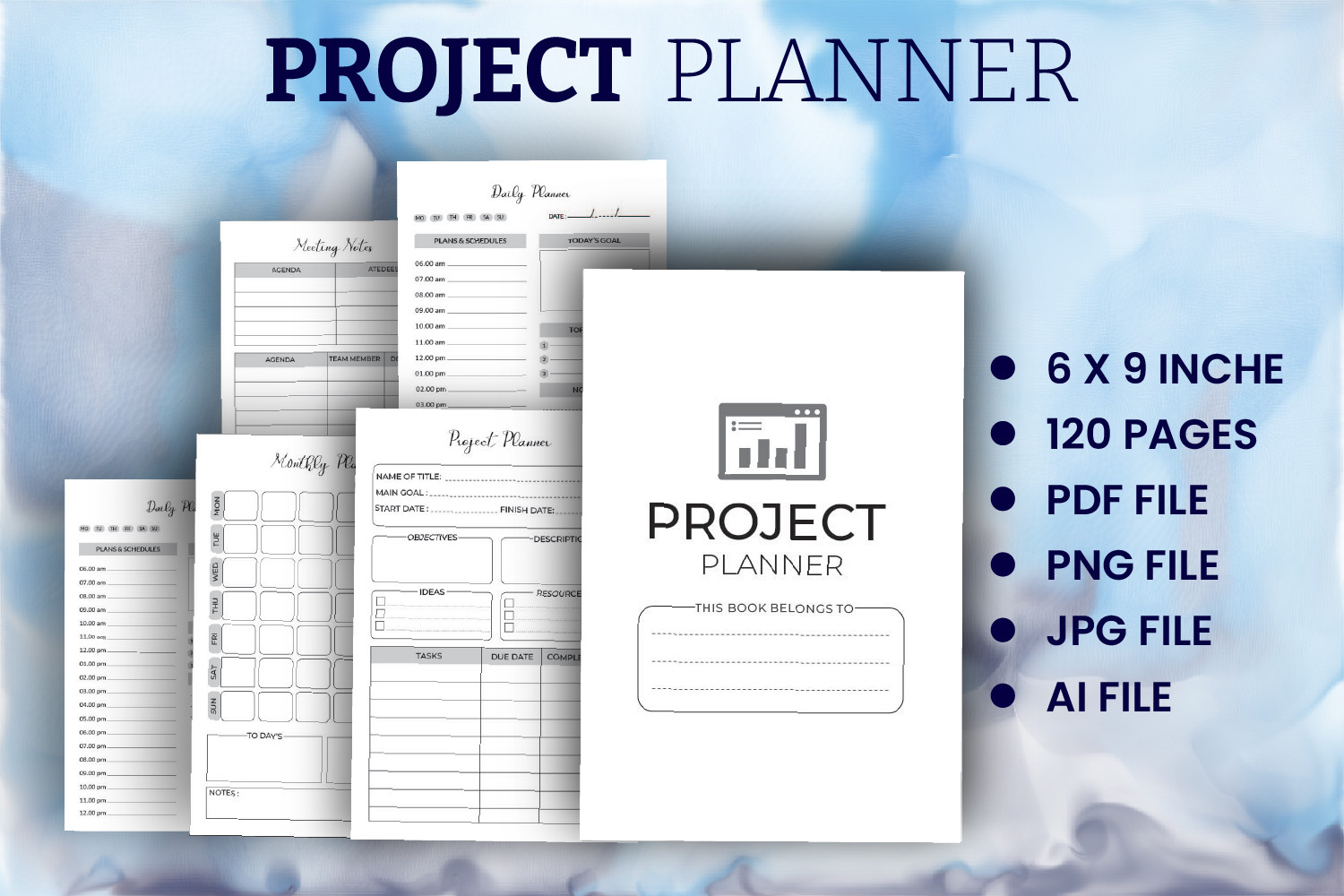 craft project planner: Illustrator-Editable Six-by-Nine Craft Notebook original product preview