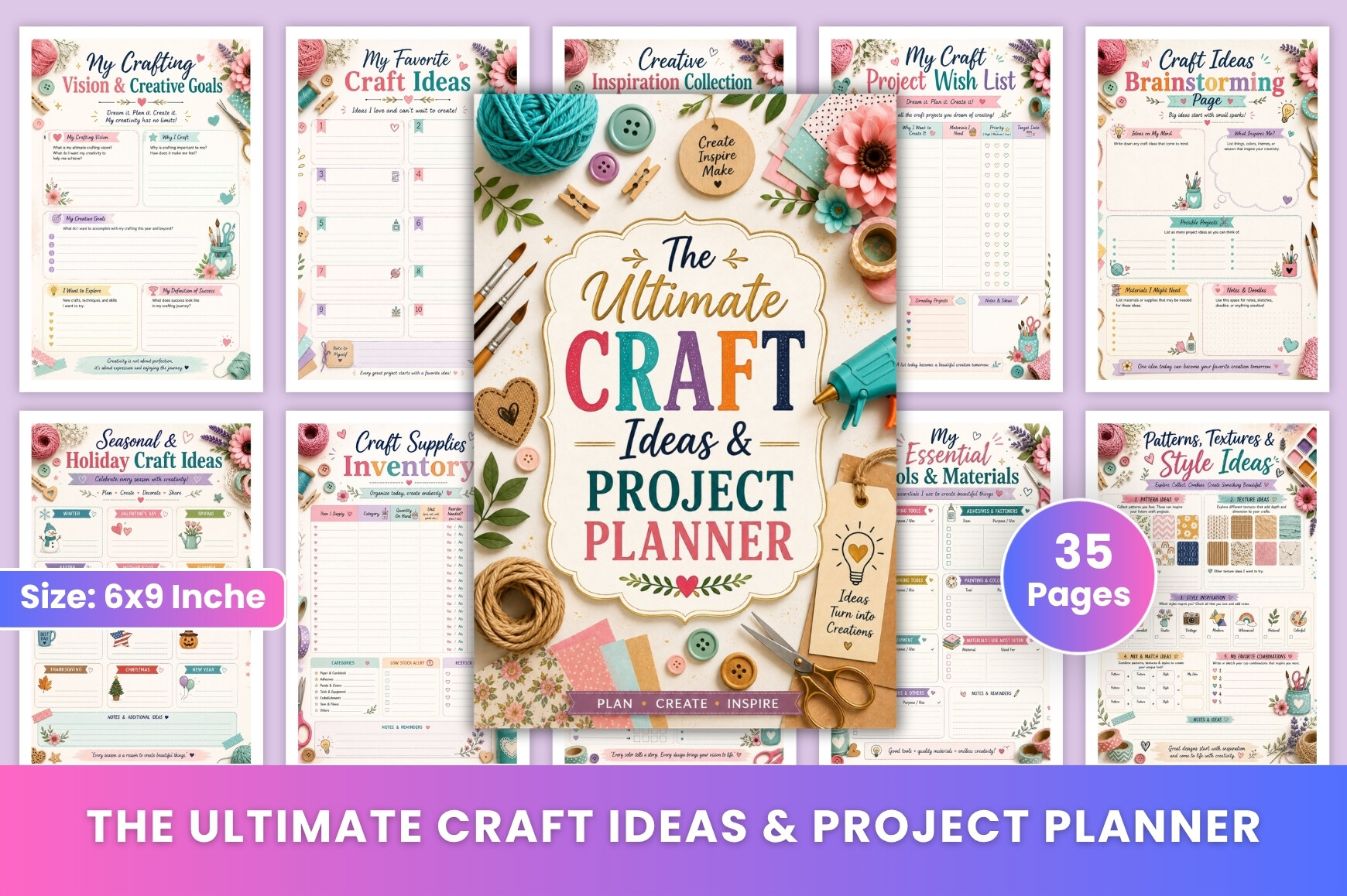 craft project planner: Thirty-Five-Page Craft Workbook for Progress and Reflection original product preview