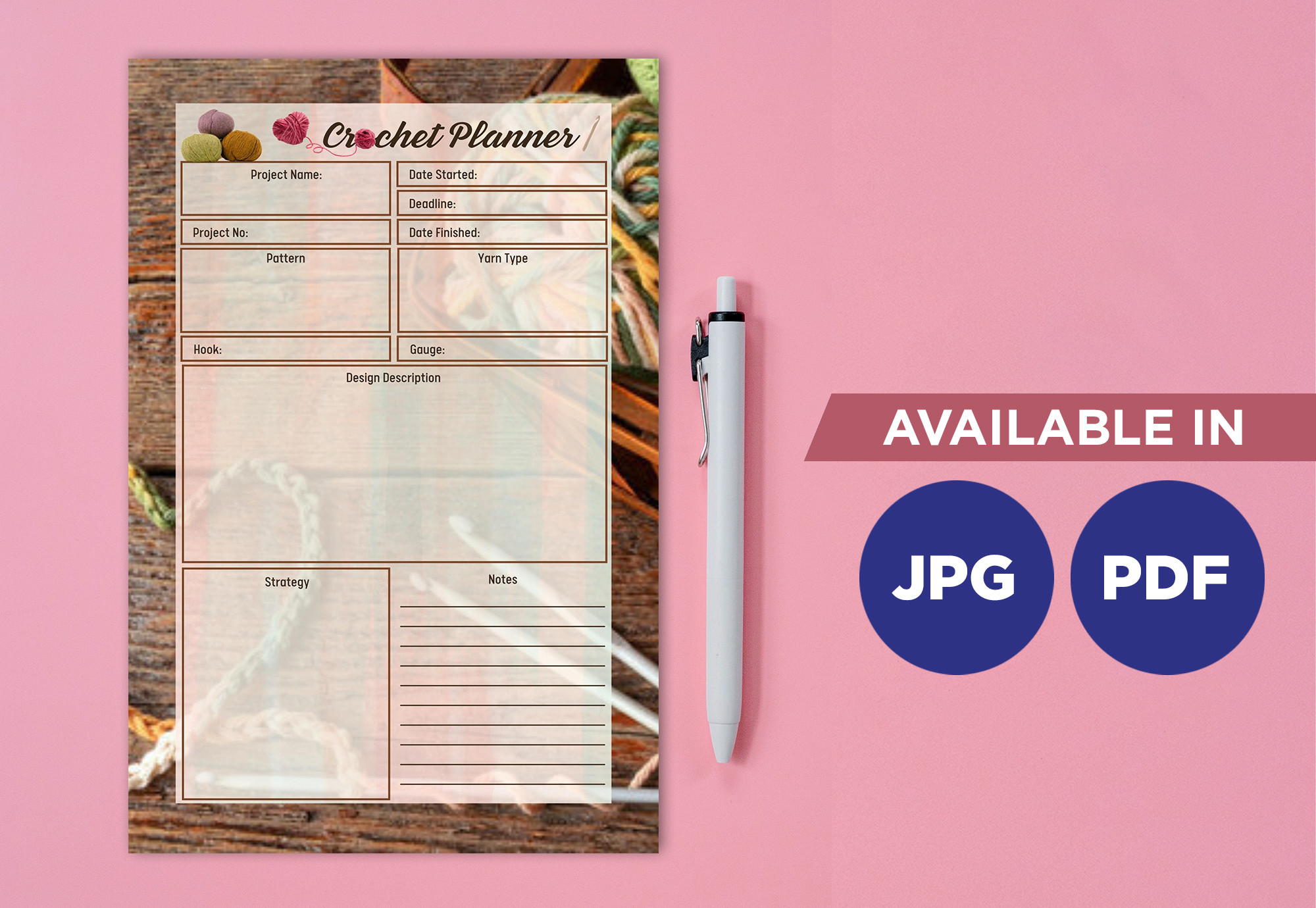 Crochet Planner: Compact Crochet Project Worksheet in Four Sizes original product preview