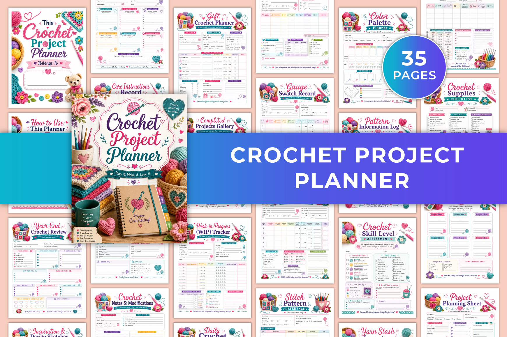 Crochet Planner: Crochet Inventory and Project Planner with Editing Claims original product preview