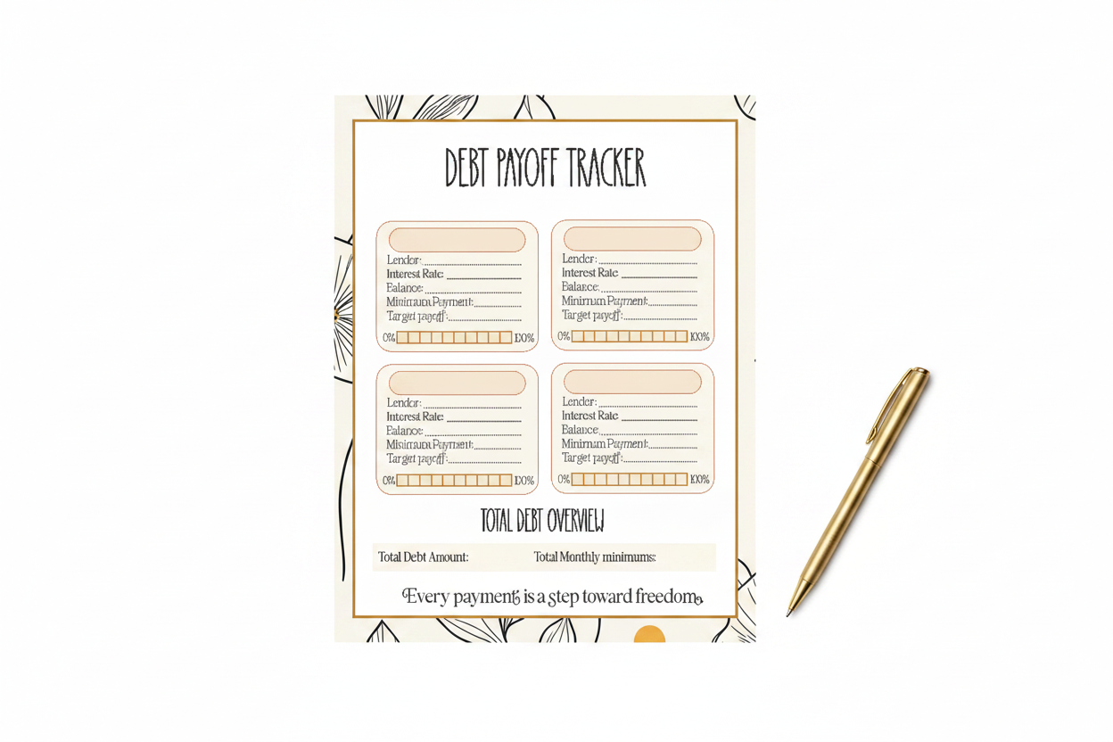 Debt Payoff Planner — Four-Debt Payoff Tracker by Screech Owl Supply