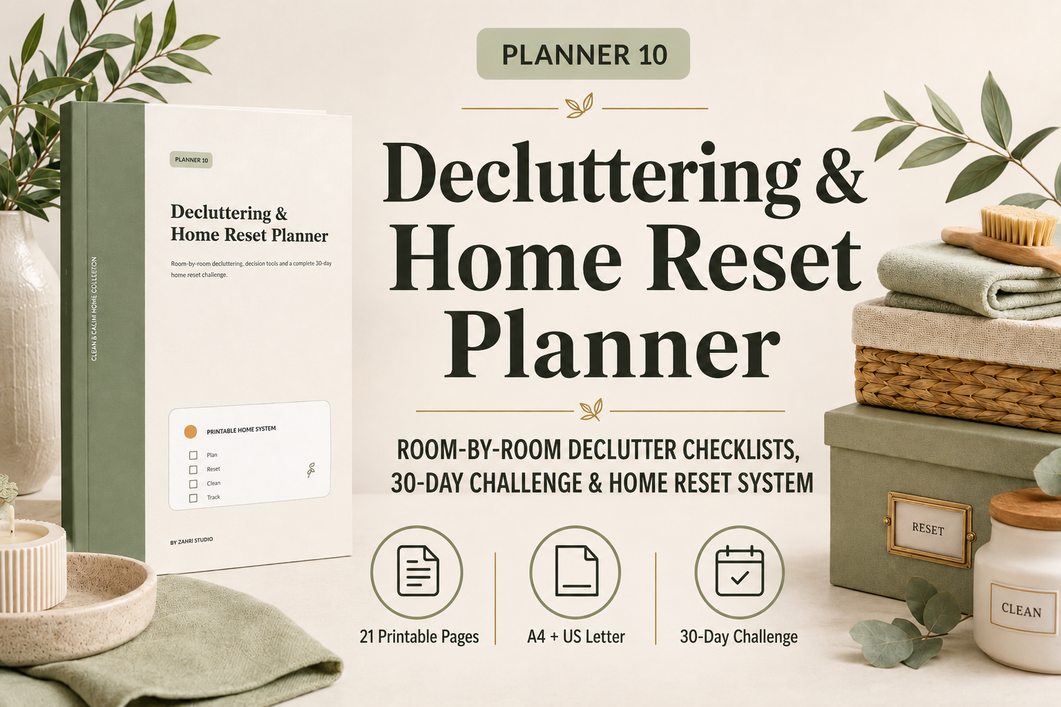 Decluttering Planner: Decluttering & Home Reset Planner by Azhir