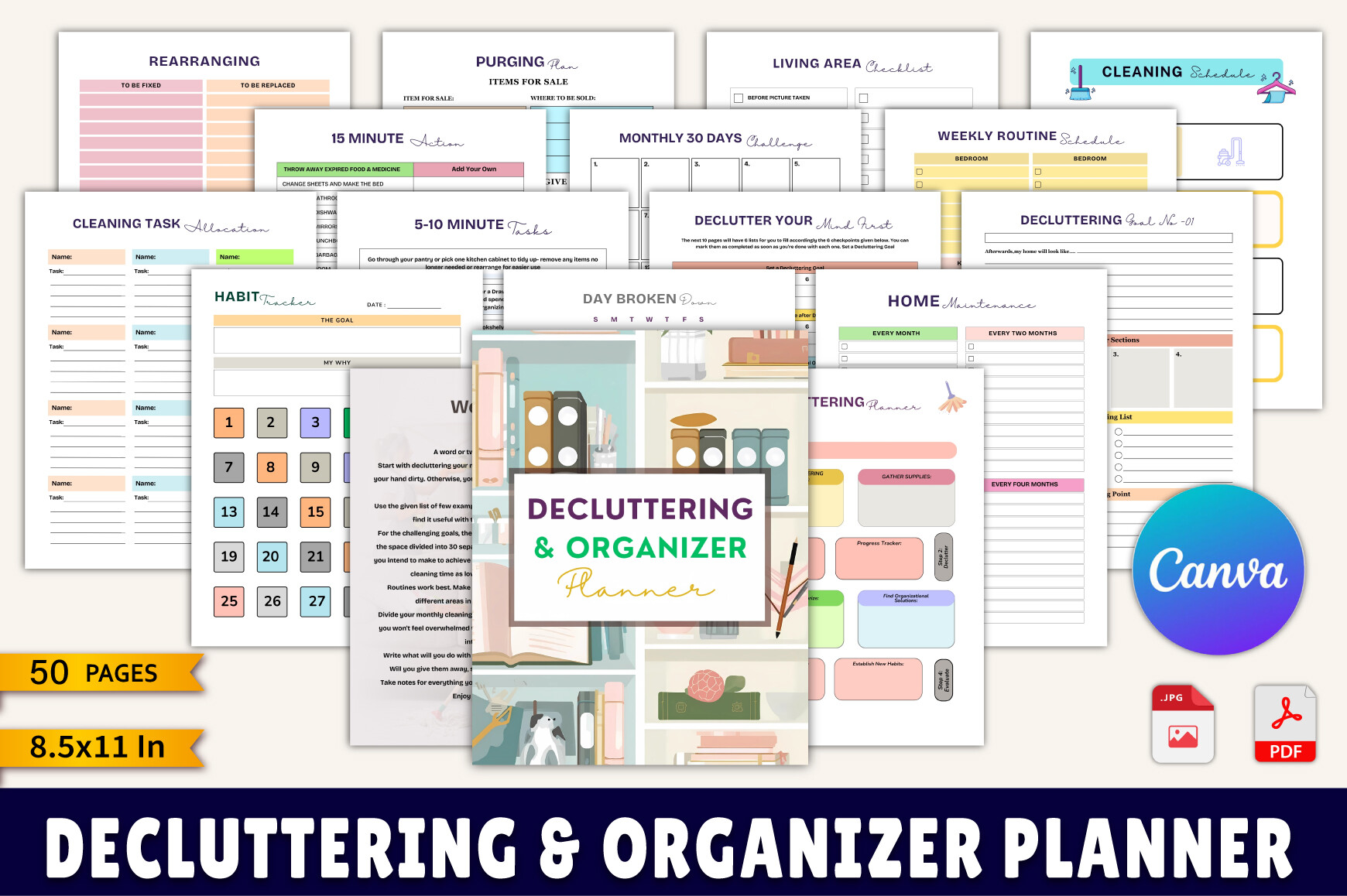 Decluttering Planner: Decluttering & Organizer Planner by designmela01