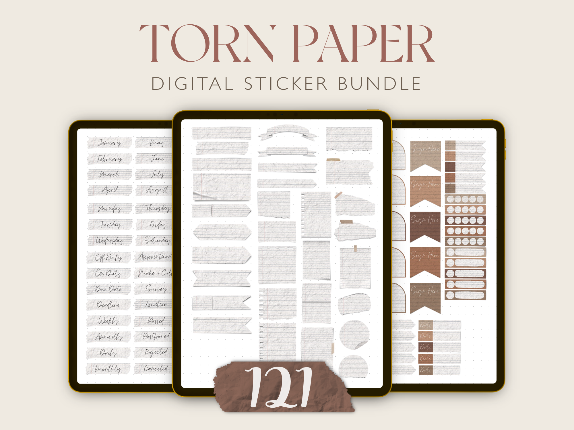 Digital Planner Stickers: Digital Planner Stickers — 121 Precropped Designs