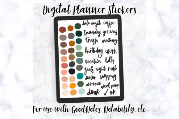 Digital Planner Stickers: Terra-Cotta Monthly and Weekly Digital Stickers