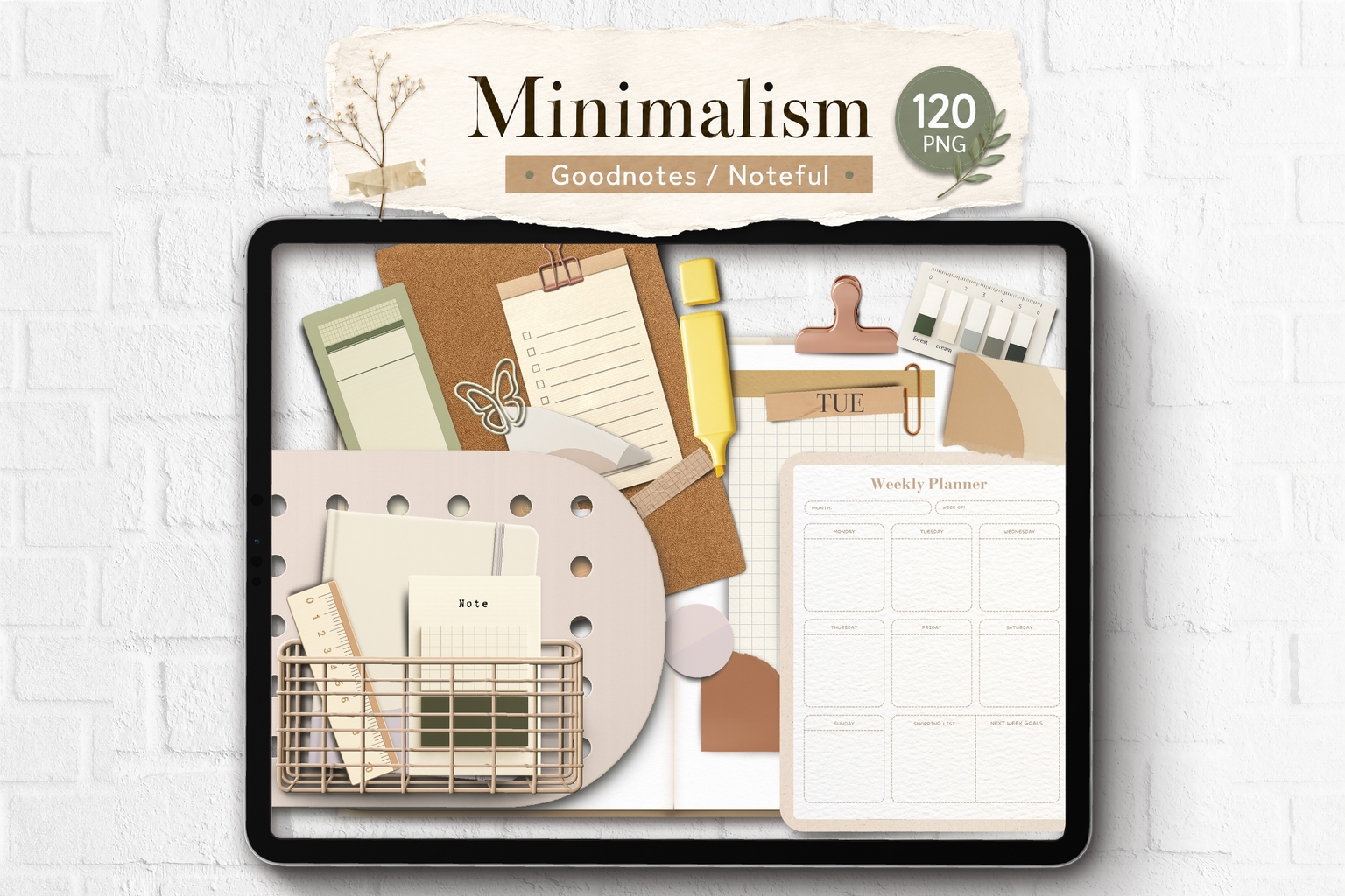 Digital Planner Stickers: Minimalist Digital Stickers for Goodnotes and Noteful
