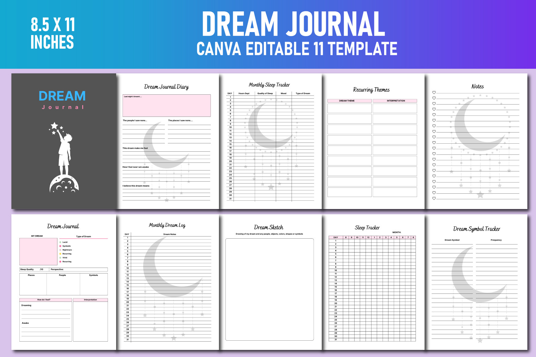 dream journal templates: 11-Page Dream Journal by Lavlu Creative Zone original product preview