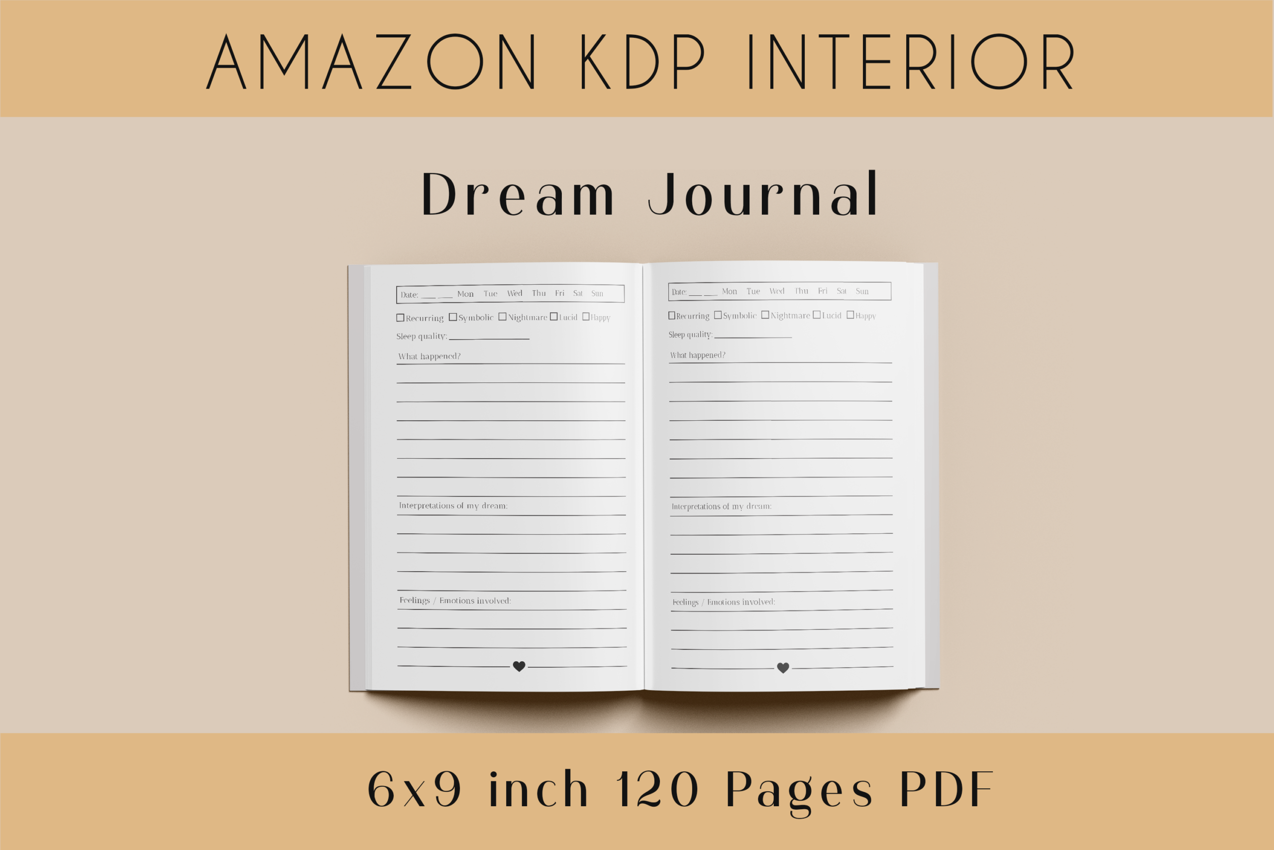 dream journal templates: InDesign Dream Journal by Cotton White Studio original product preview