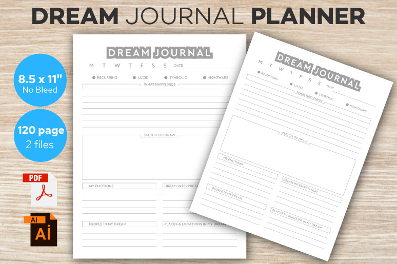 dream journal templates: Dream Journal Planner with EPS Sources original product preview