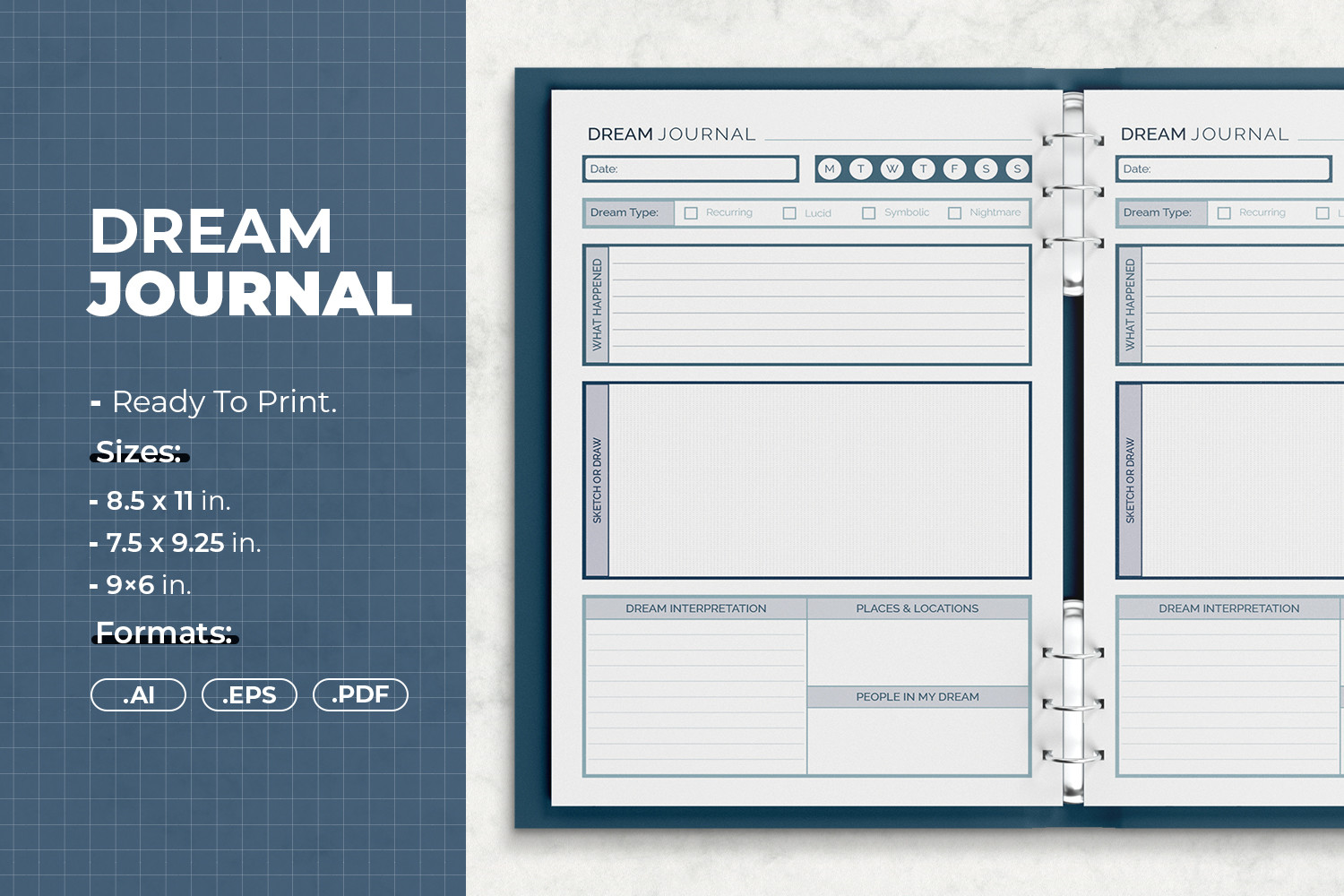 dream journal templates: Multi-Size Dream Journal by JUNDI original product preview