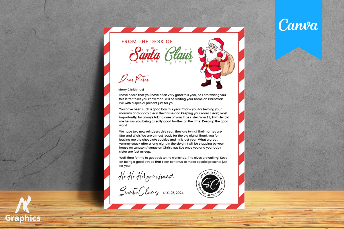 letter to santa templates: Editable Santa Letter by AN Graphics original product preview