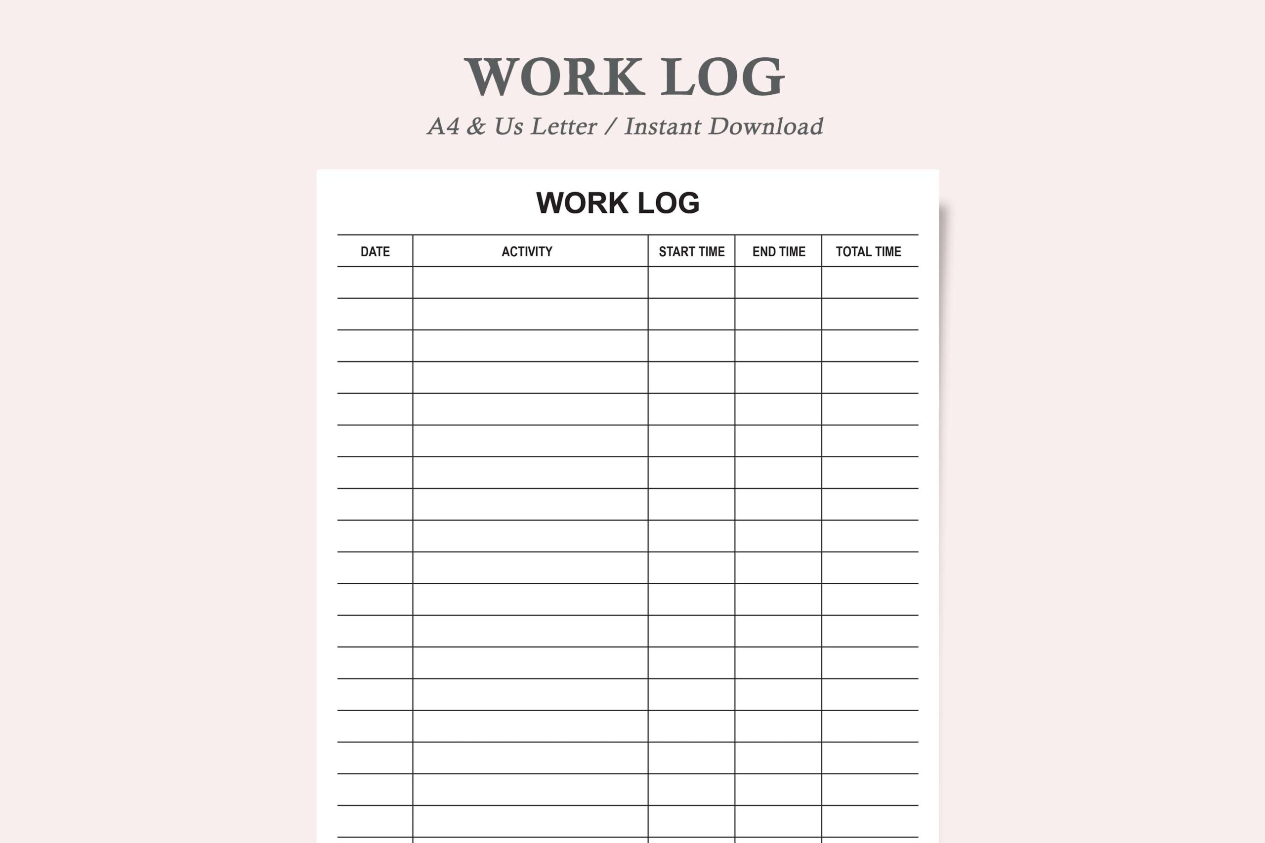 time tracker: Editable Employee and Project Time Log original product preview
