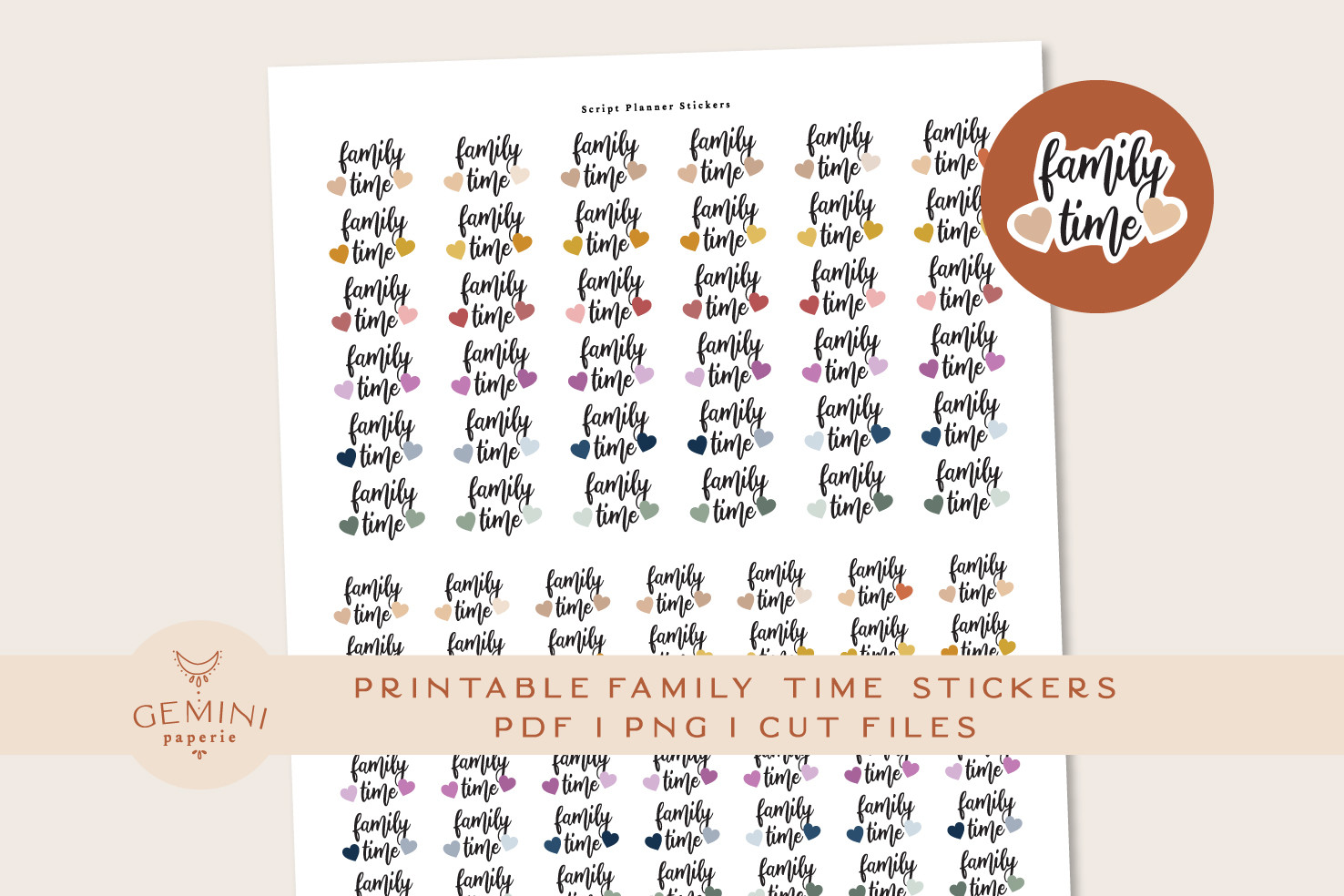Family Planner Stickers: Family Time Printable Planner Stickers